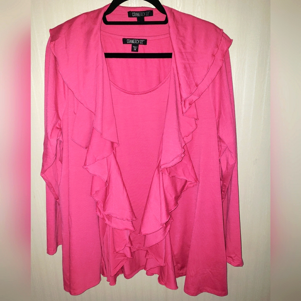 EUC Gramercy 22 Pink Two Piece Tank & Cardigan.  Size 2X
